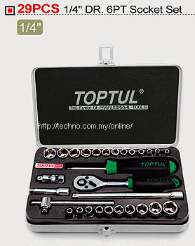 TOPTUL 29Pcs 1/4 DR. 6PT Socket Set (GCAD2902)